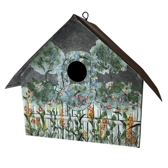 Vintage Handmade Galvanized Tin Birdhouse Rustic Farmhouse Decor Unused - Picture 1 of 7